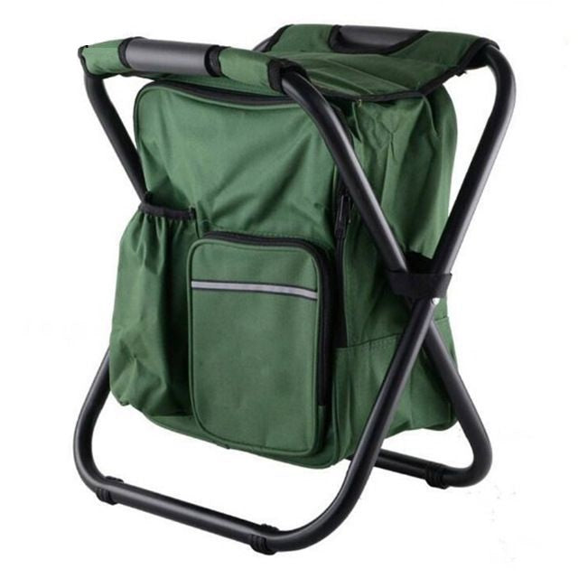 Folding Stool with Cooler Backpack - Forest Green