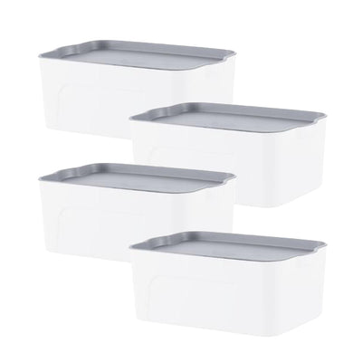 4PC STACKING BINS WITH LIDS SMALL - WHITE