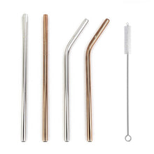 Load image into Gallery viewer, netzero stainless steel drinking straws with cleaning brush 4 pack
