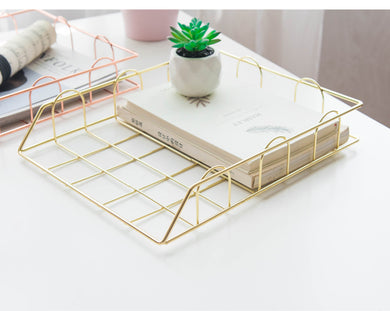 file tray for desk gold metal
