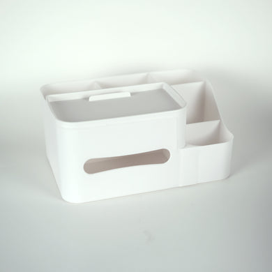 Desktop Five Compartment Organizer with Tissue Box