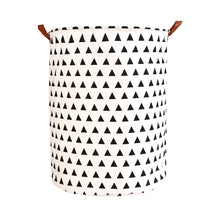 Load image into Gallery viewer, Fabric Basket White and black triangles
