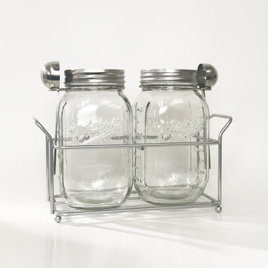 Mason Craft Glass Jar Set with Rack and Spoons