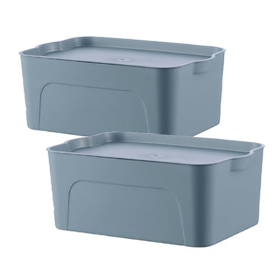 2pc Stacking bins with lid-Medium-Blue