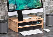 Load image into Gallery viewer, Bamboo Monitor Stand Riser Natural
