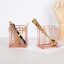Load image into Gallery viewer, metal pencil holder makeup brush holder rose gold

