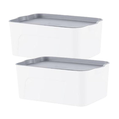 2pc Stacking bins with lid-Medium-White