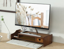 Load image into Gallery viewer, Rustic Bamboo Monitor Stand with Drawers
