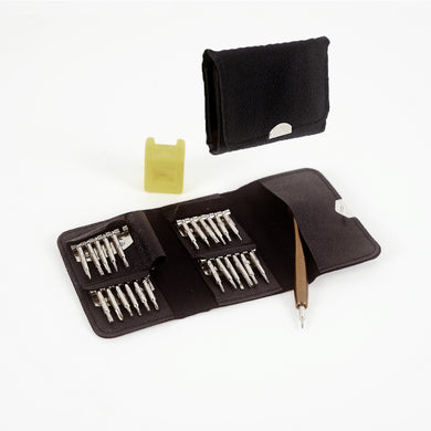 25-in-1 manual screwdriver bit set with leather case