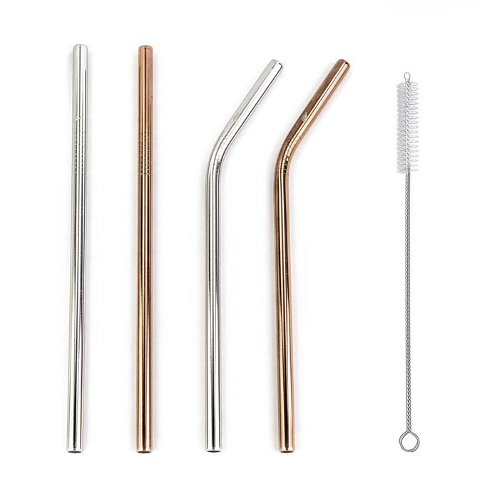 netzero stainless steel drinking straws with cleaning brush 4 pack