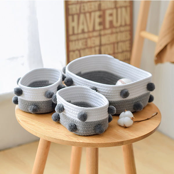 Cotton Woven Rope baskets grey