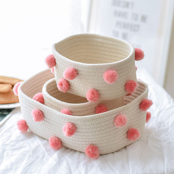 Cotton Woven Rope baskets pink