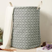 Load image into Gallery viewer, Fabric Basket large grey and white zigzags
