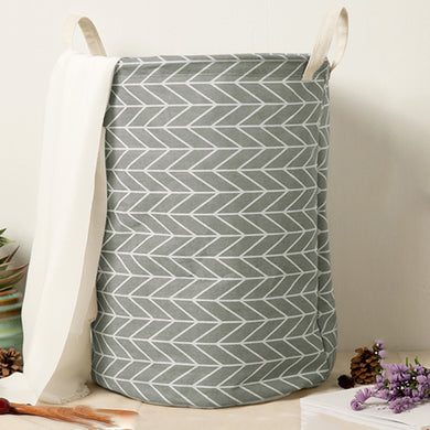 Fabric Basket large grey and white zigzags