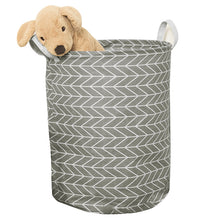 Load image into Gallery viewer, Fabric Basket Large GREY AND WHITE ZIGZAGS
