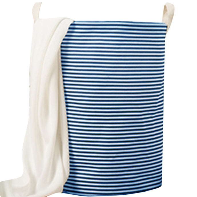 Fabric Basket Large Blue and White Stripes