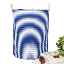 Load image into Gallery viewer, Fabric Basket Large Blue and White Stripes
