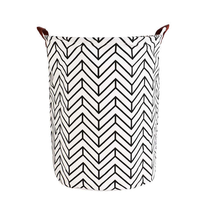 Fabric Basket Black and White Stripes
