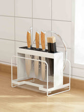 Load image into Gallery viewer, compact knife holder, cutting board holder, utensil holder, and drying rack all in one
