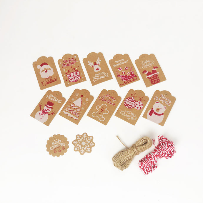 Kraft Paper Christmas Themed Gift Tags 120pc