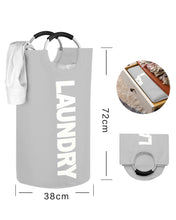 Load image into Gallery viewer, fabric laundry Bag red with metal handle rings collapsible
