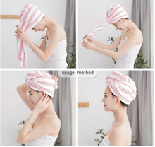 Load image into Gallery viewer, Microfiber Hair Towel in Grey and White
