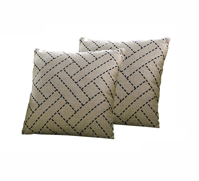 Throw pillows in Beige with blue stripes