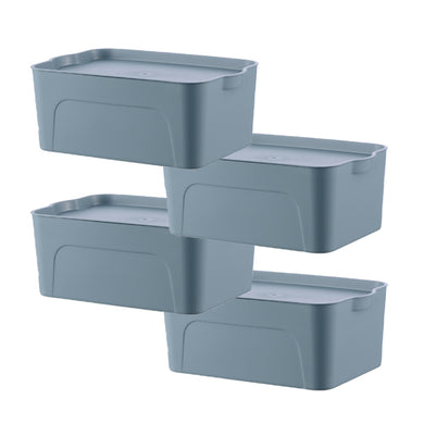 4pc Stacking storage bins with Lid-Small-Blue