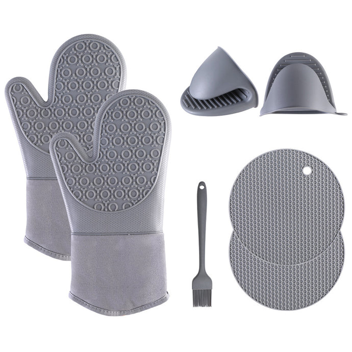 silicone gloves for cooking with silicone trivet and basting brush