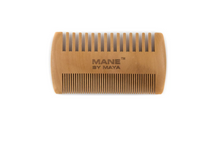 Load image into Gallery viewer, pearwood wooden beard comb mane by maya cosmetics with leather case
