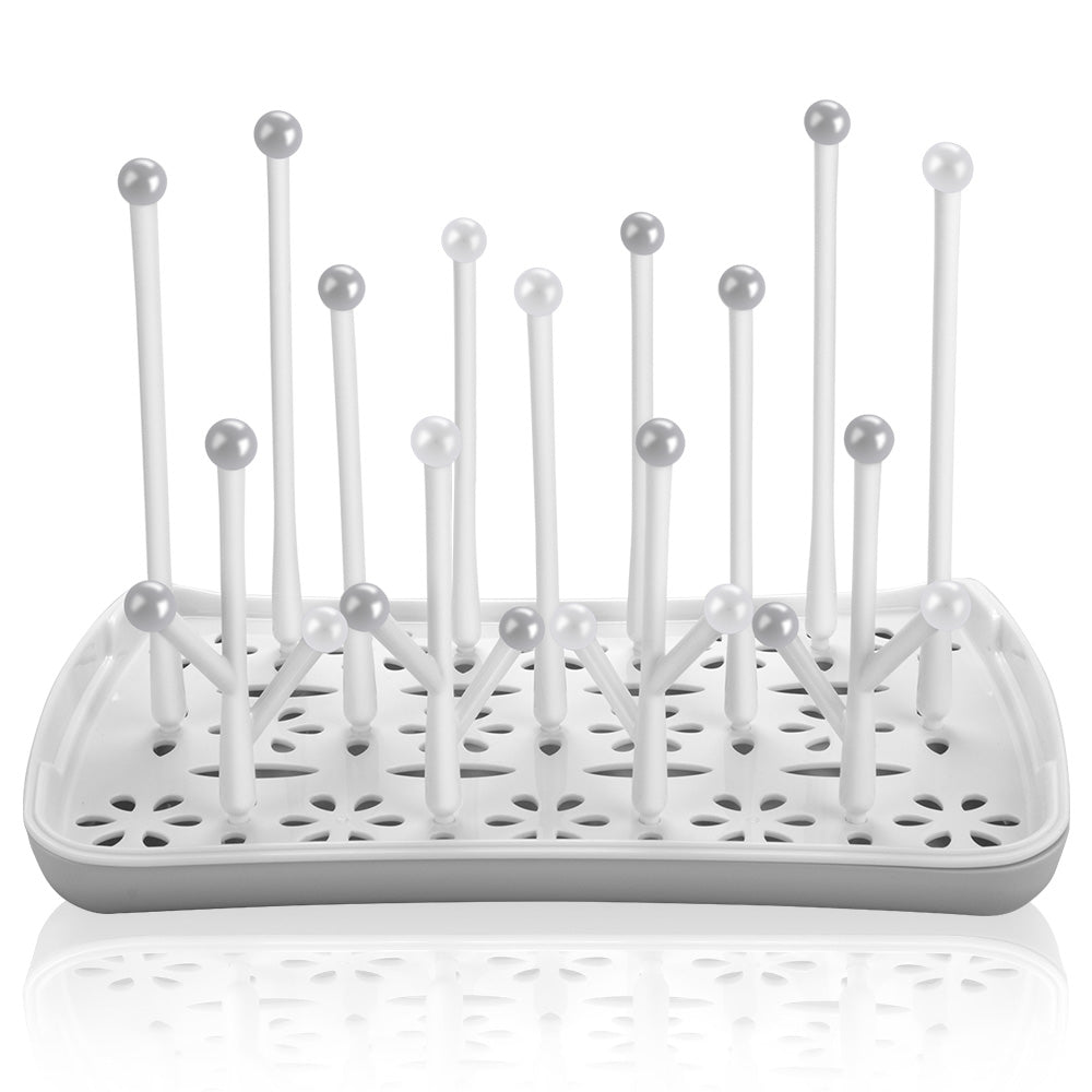 Baby Bottle Drying Rack with Tray White and Grey