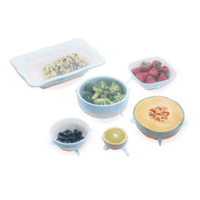 Load image into Gallery viewer, net zero silicone stretch seal lids reusable 6 pack food container lids
