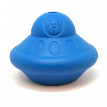 Load image into Gallery viewer, Spotnik Medium flying saucer chew toy and treat dispenser-blue
