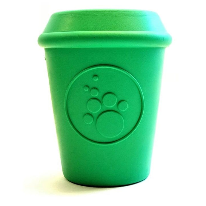 SP large coffee cup chew toy and treat dispenser- green