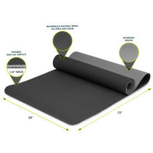 Load image into Gallery viewer, Natura TPE yoga mat 1/4in black and grey
